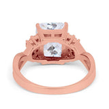 Wedding Ring Emerald Cut Simulated Cubic Zirconia 925 Sterling Silver