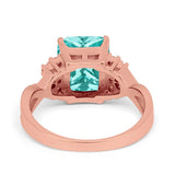 Wedding Ring Emerald Cut Simulated Cubic Zirconia 925 Sterling Silver