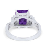 Wedding Ring Emerald Cut Simulated Cubic Zirconia 925 Sterling Silver