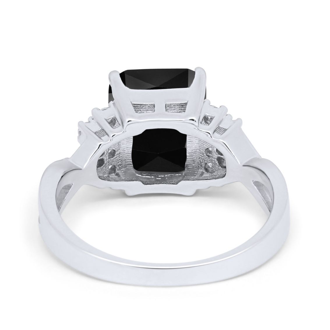 Wedding Ring Emerald Cut Simulated Cubic Zirconia 925 Sterling Silver