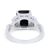 Wedding Ring Emerald Cut Simulated Cubic Zirconia 925 Sterling Silver
