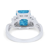 Wedding Ring Emerald Cut Simulated Cubic Zirconia 925 Sterling Silver