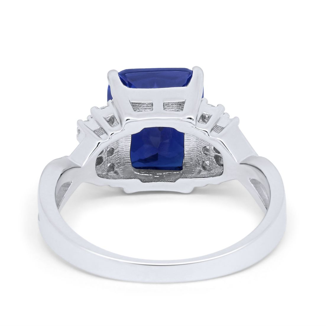 Wedding Ring Emerald Cut Simulated Cubic Zirconia 925 Sterling Silver