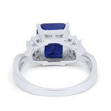 Wedding Ring Emerald Cut Simulated Cubic Zirconia 925 Sterling Silver