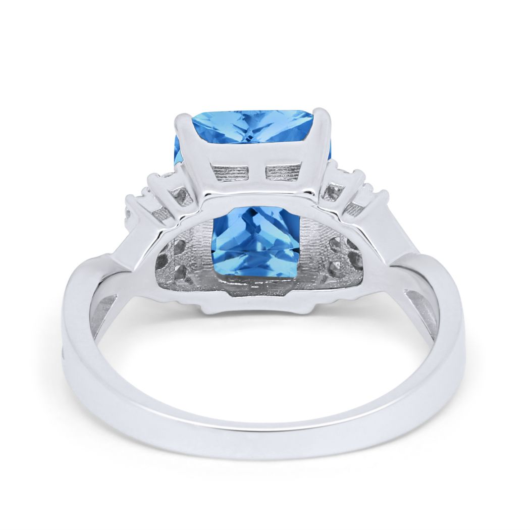 Wedding Ring Emerald Cut Simulated Cubic Zirconia 925 Sterling Silver