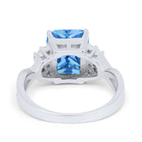 Wedding Ring Emerald Cut Simulated Cubic Zirconia 925 Sterling Silver