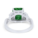 Wedding Ring Emerald Cut Simulated Cubic Zirconia 925 Sterling Silver