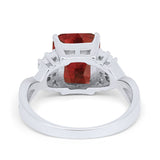 Wedding Ring Emerald Cut Simulated Cubic Zirconia 925 Sterling Silver