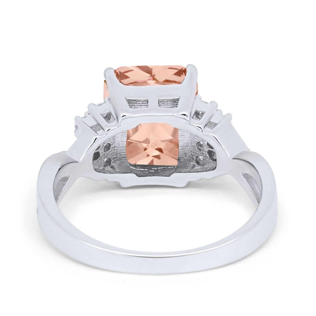 Wedding Ring Emerald Cut Simulated Cubic Zirconia 925 Sterling Silver