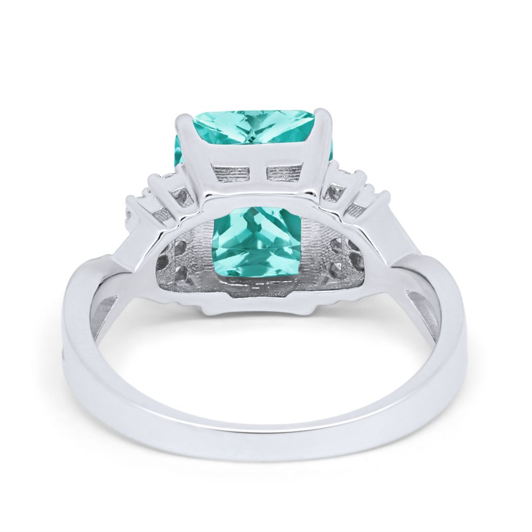 Wedding Ring Emerald Cut Simulated Cubic Zirconia 925 Sterling Silver