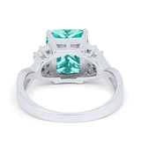 Wedding Ring Emerald Cut Simulated Cubic Zirconia 925 Sterling Silver