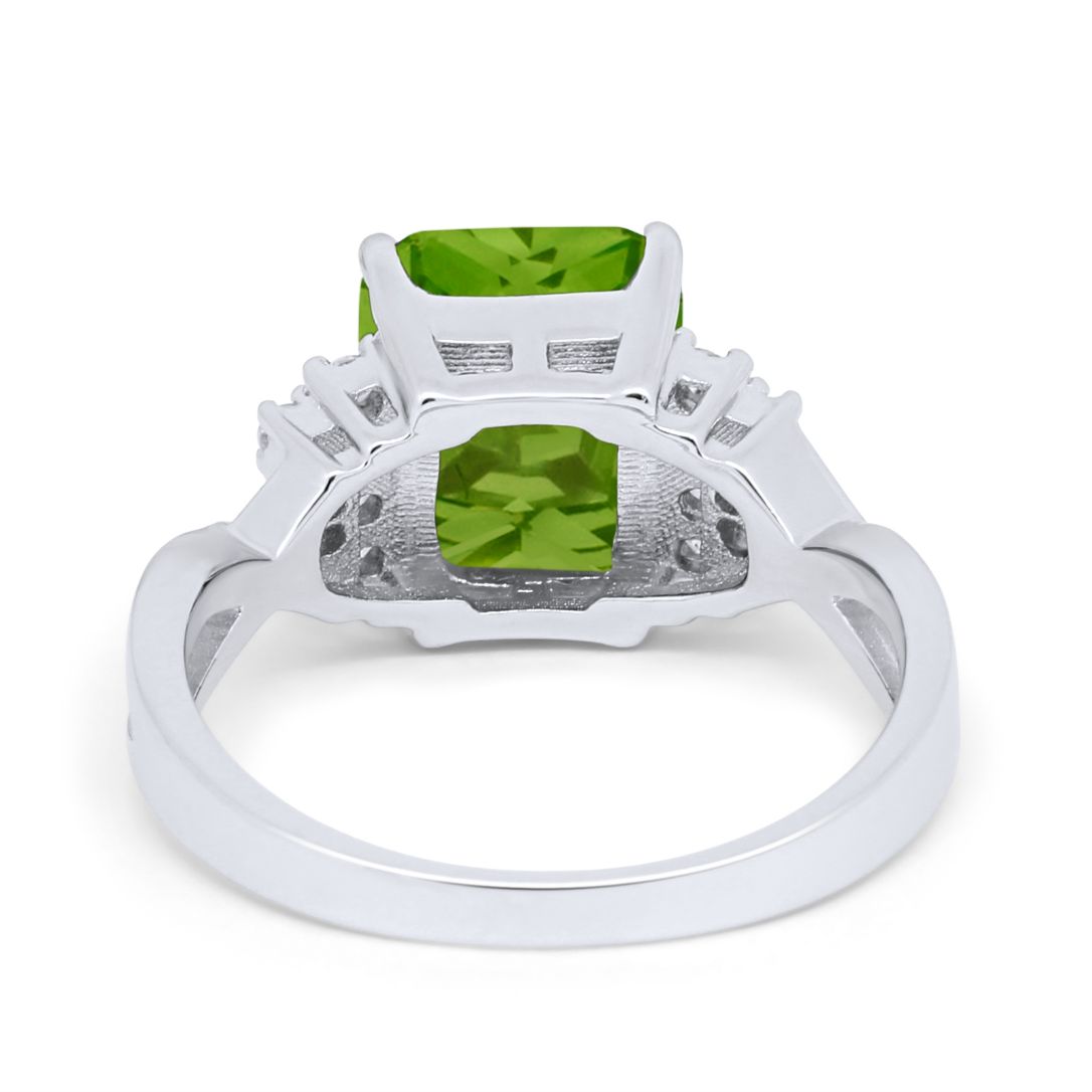 Wedding Ring Emerald Cut Simulated Cubic Zirconia 925 Sterling Silver