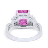 Wedding Ring Emerald Cut Simulated Cubic Zirconia 925 Sterling Silver