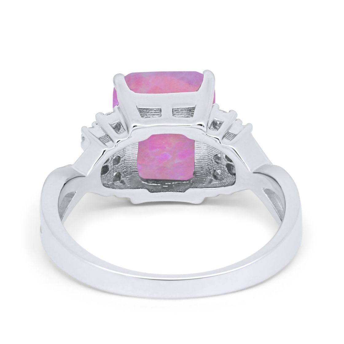 Wedding Ring Emerald Cut Simulated Cubic Zirconia 925 Sterling Silver