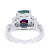 Wedding Ring Emerald Cut Simulated Cubic Zirconia 925 Sterling Silver