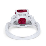 Wedding Ring Emerald Cut Simulated Cubic Zirconia 925 Sterling Silver
