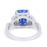 Wedding Ring Emerald Cut Simulated Cubic Zirconia 925 Sterling Silver