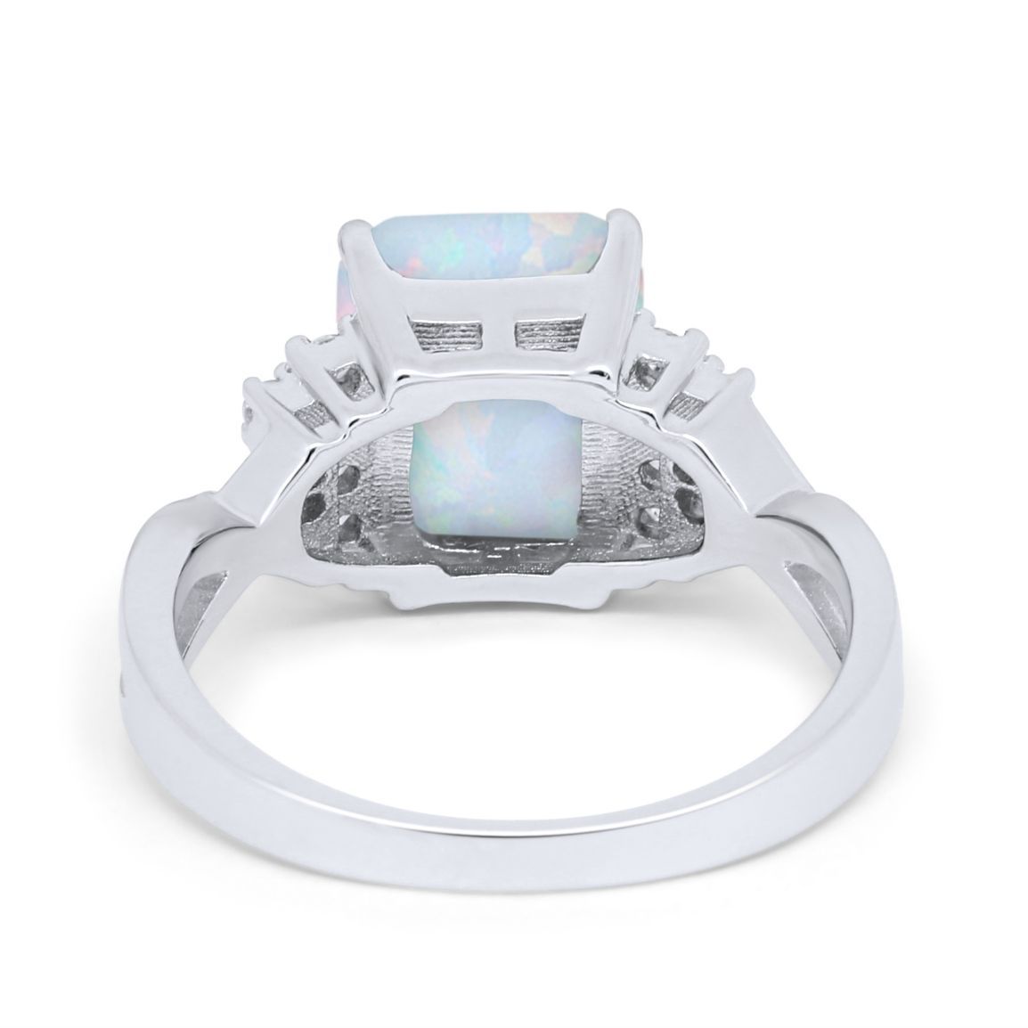 Wedding Ring Emerald Cut Simulated Cubic Zirconia 925 Sterling Silver