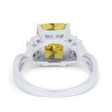 Wedding Ring Emerald Cut Simulated Cubic Zirconia 925 Sterling Silver