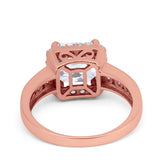 Halo Solitaire Accent Wedding Ring Simulated Cubic Zirconia 925 Sterling Silver
