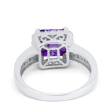 Halo Solitaire Accent Wedding Ring Simulated Cubic Zirconia 925 Sterling Silver
