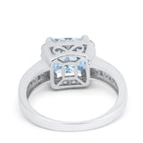 Halo Solitaire Accent Wedding Ring Simulated Cubic Zirconia 925 Sterling Silver