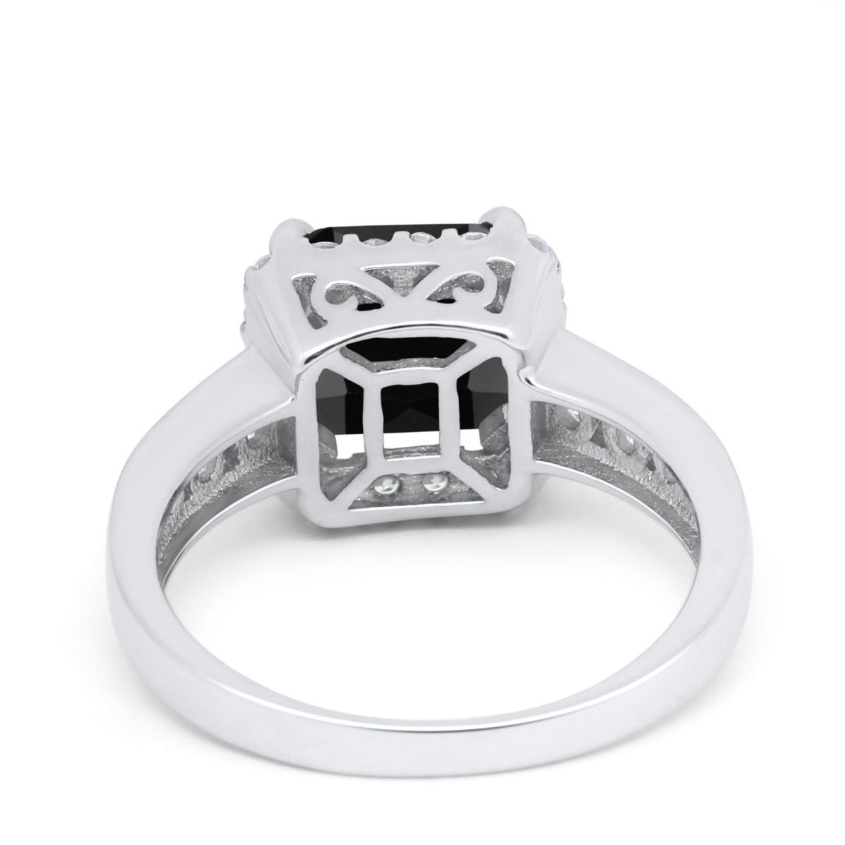 Halo Solitaire Accent Wedding Ring Simulated Cubic Zirconia 925 Sterling Silver