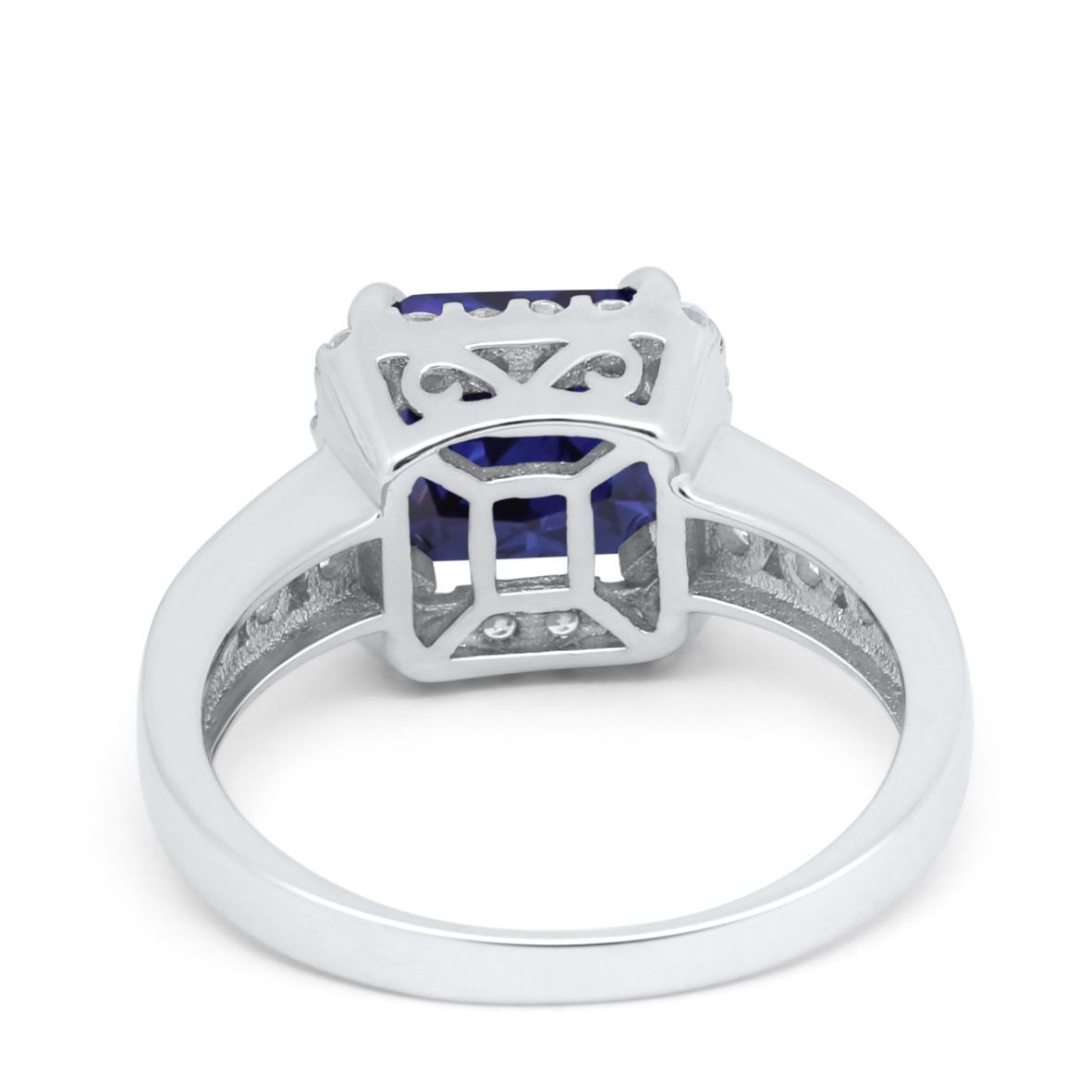 Halo Solitaire Accent Wedding Ring Simulated Cubic Zirconia 925 Sterling Silver