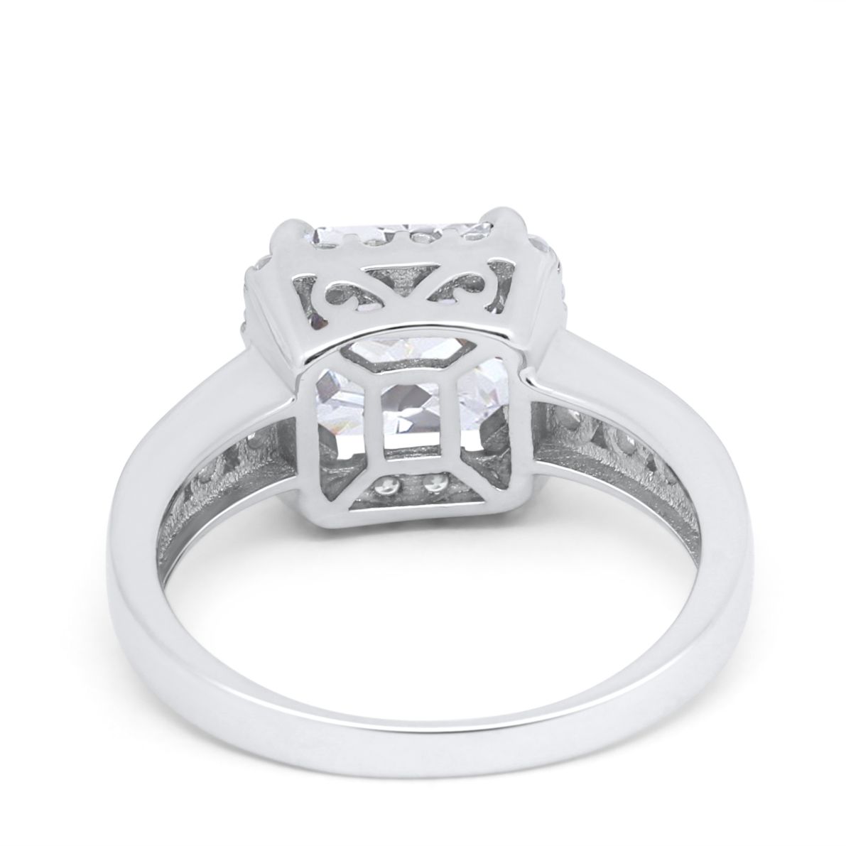 Halo Solitaire Accent Wedding Ring Simulated Cubic Zirconia 925 Sterling Silver