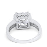 Halo Solitaire Accent Wedding Ring Simulated Cubic Zirconia 925 Sterling Silver