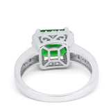 Halo Solitaire Accent Wedding Ring Simulated Cubic Zirconia 925 Sterling Silver