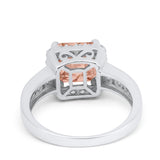Halo Solitaire Accent Wedding Ring Simulated Cubic Zirconia 925 Sterling Silver