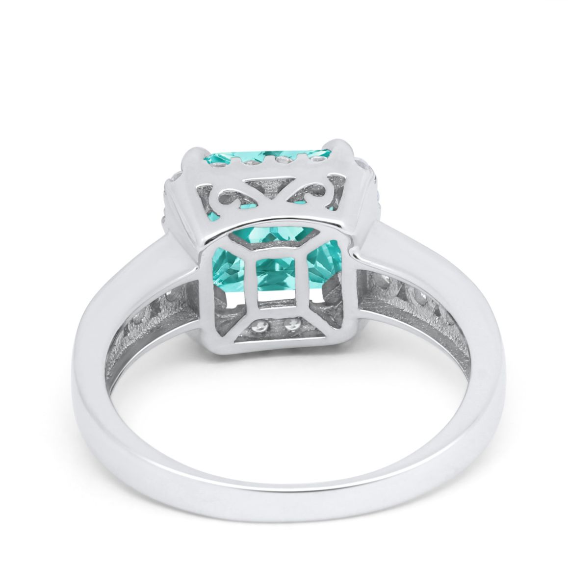 Halo Solitaire Accent Wedding Ring Simulated Cubic Zirconia 925 Sterling Silver