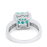 Halo Solitaire Accent Wedding Ring Simulated Cubic Zirconia 925 Sterling Silver