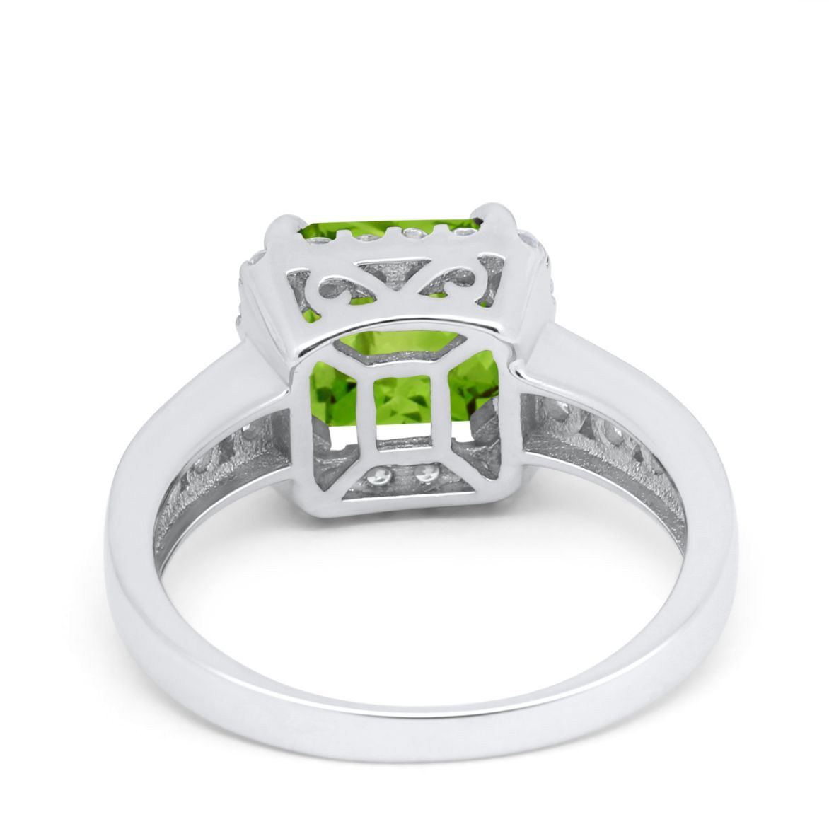 Halo Solitaire Accent Wedding Ring Simulated Cubic Zirconia 925 Sterling Silver