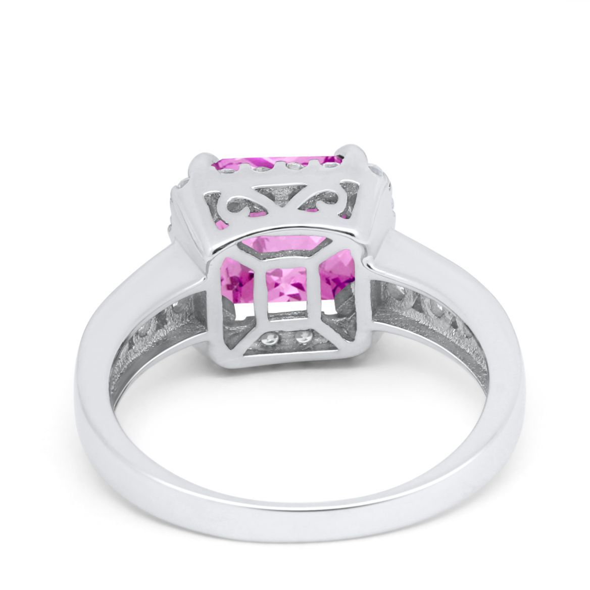 Halo Solitaire Accent Wedding Ring Simulated Cubic Zirconia 925 Sterling Silver