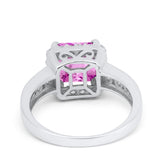Halo Solitaire Accent Wedding Ring Simulated Cubic Zirconia 925 Sterling Silver