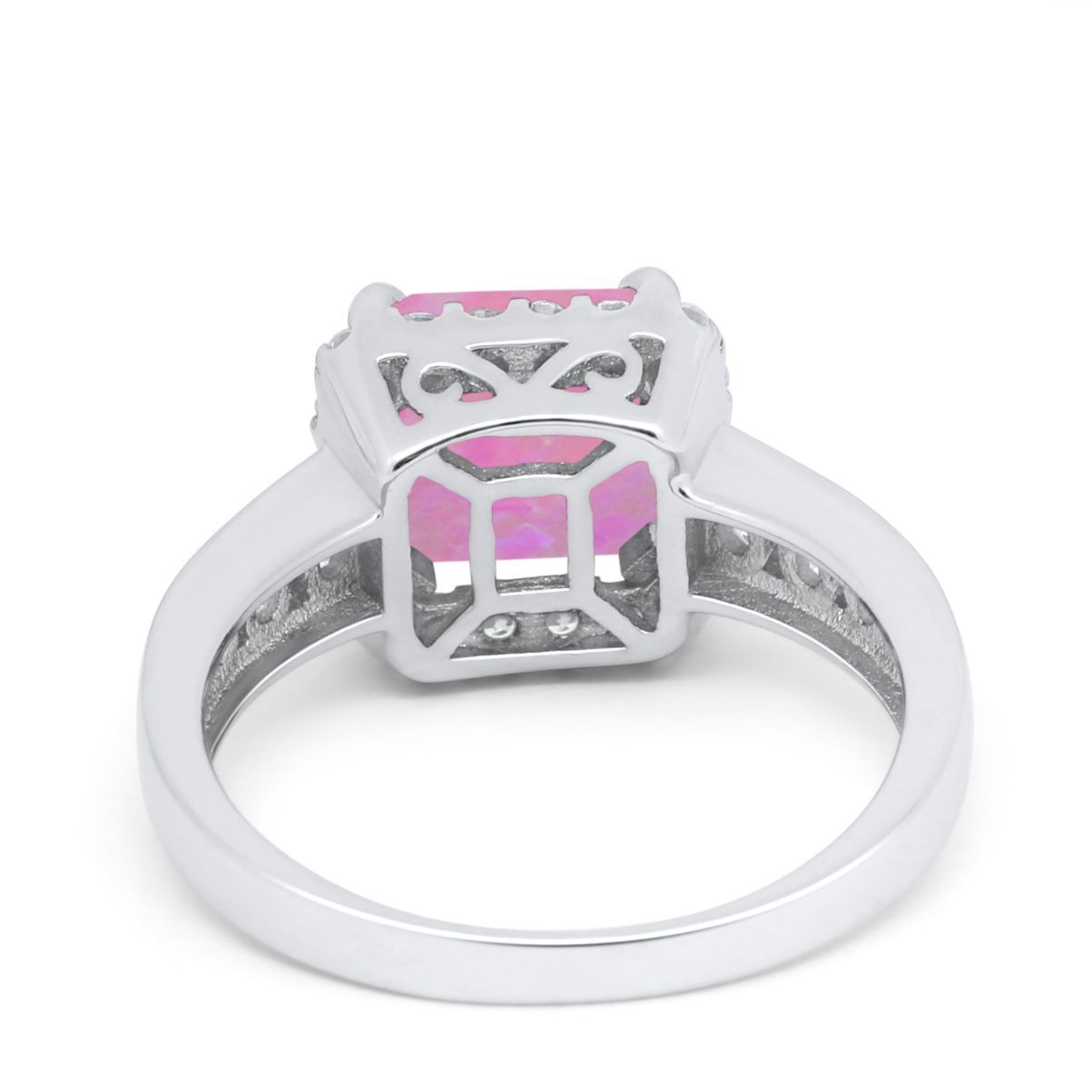 Halo Solitaire Accent Wedding Ring Simulated Cubic Zirconia 925 Sterling Silver