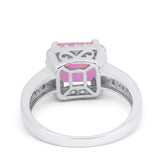 Halo Solitaire Accent Wedding Ring Simulated Cubic Zirconia 925 Sterling Silver