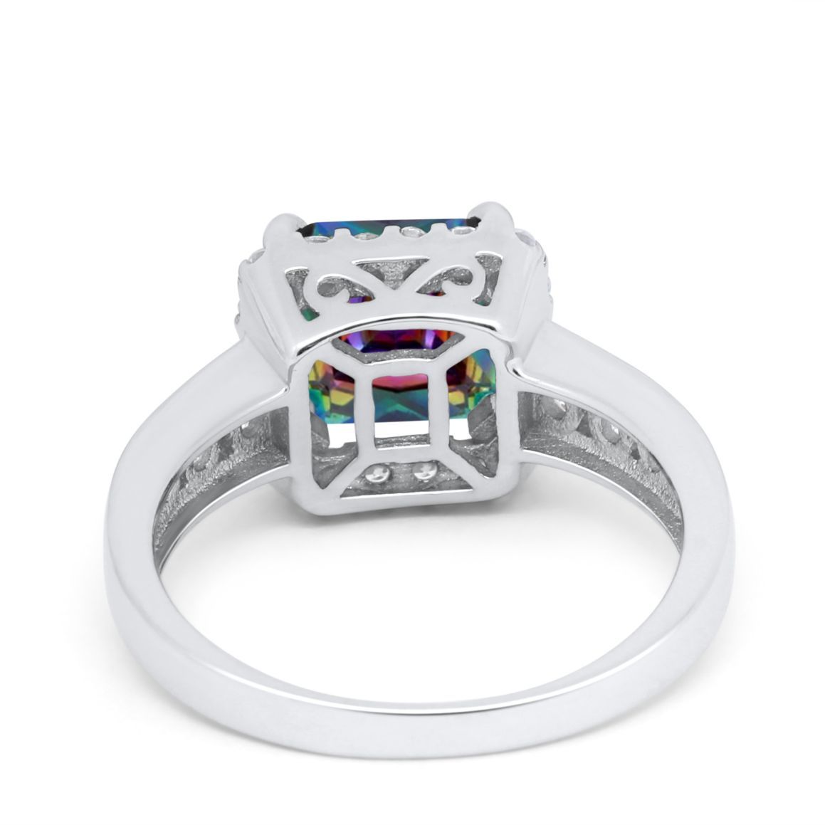 Halo Solitaire Accent Wedding Ring Simulated Cubic Zirconia 925 Sterling Silver