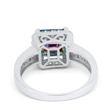 Halo Solitaire Accent Wedding Ring Simulated Cubic Zirconia 925 Sterling Silver
