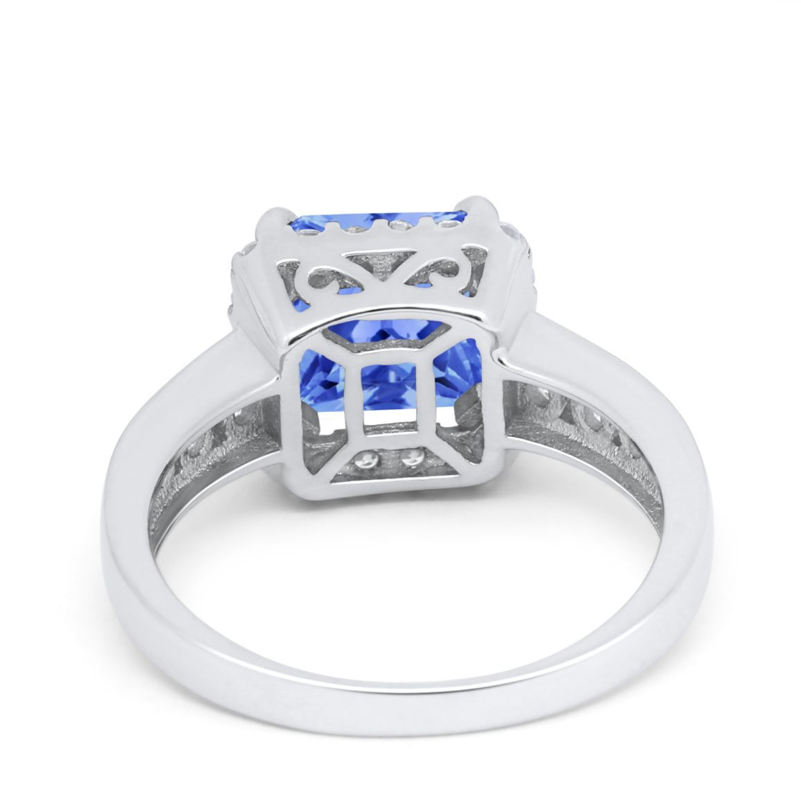 Halo Solitaire Accent Wedding Ring Simulated Cubic Zirconia 925 Sterling Silver