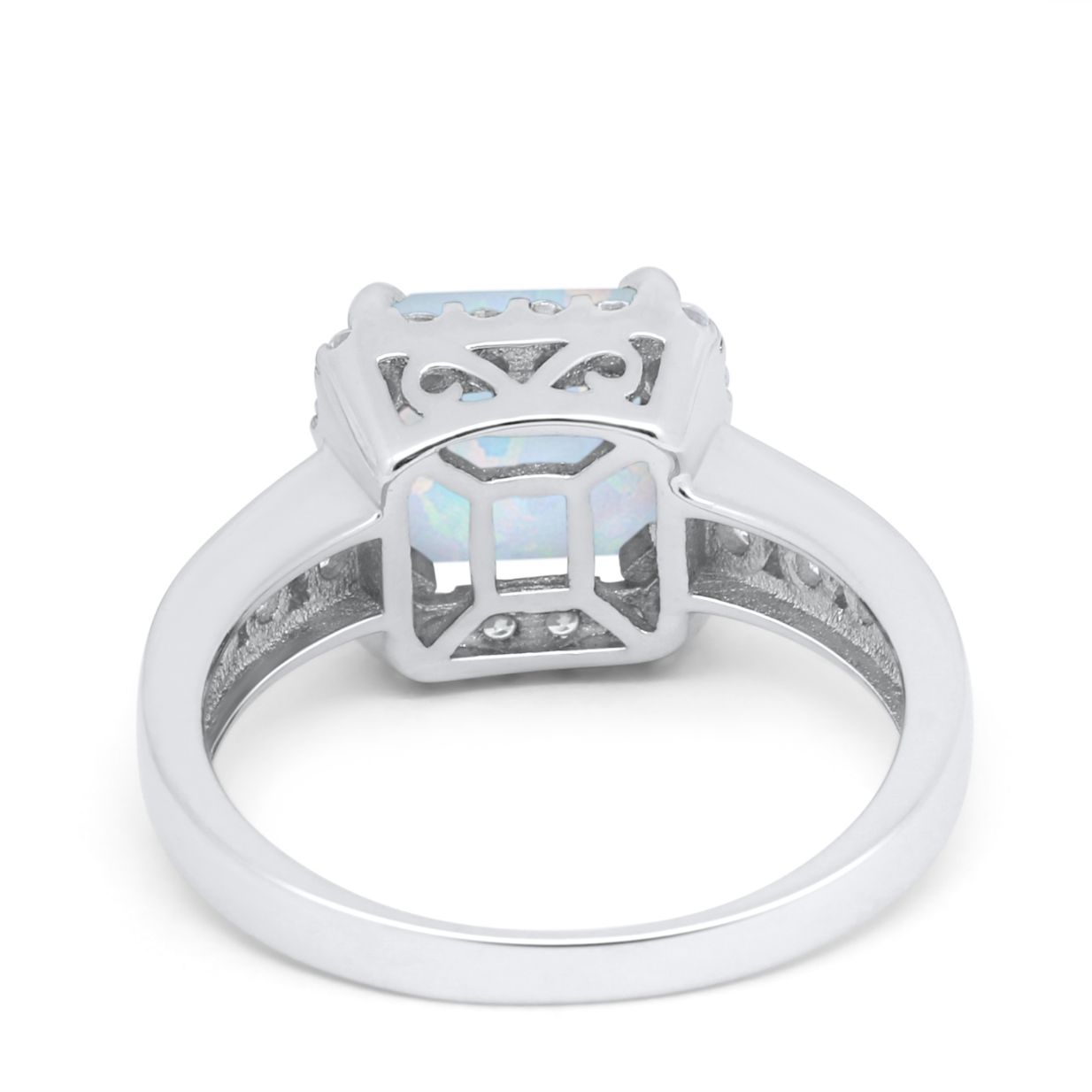 Halo Solitaire Accent Wedding Ring Simulated Cubic Zirconia 925 Sterling Silver