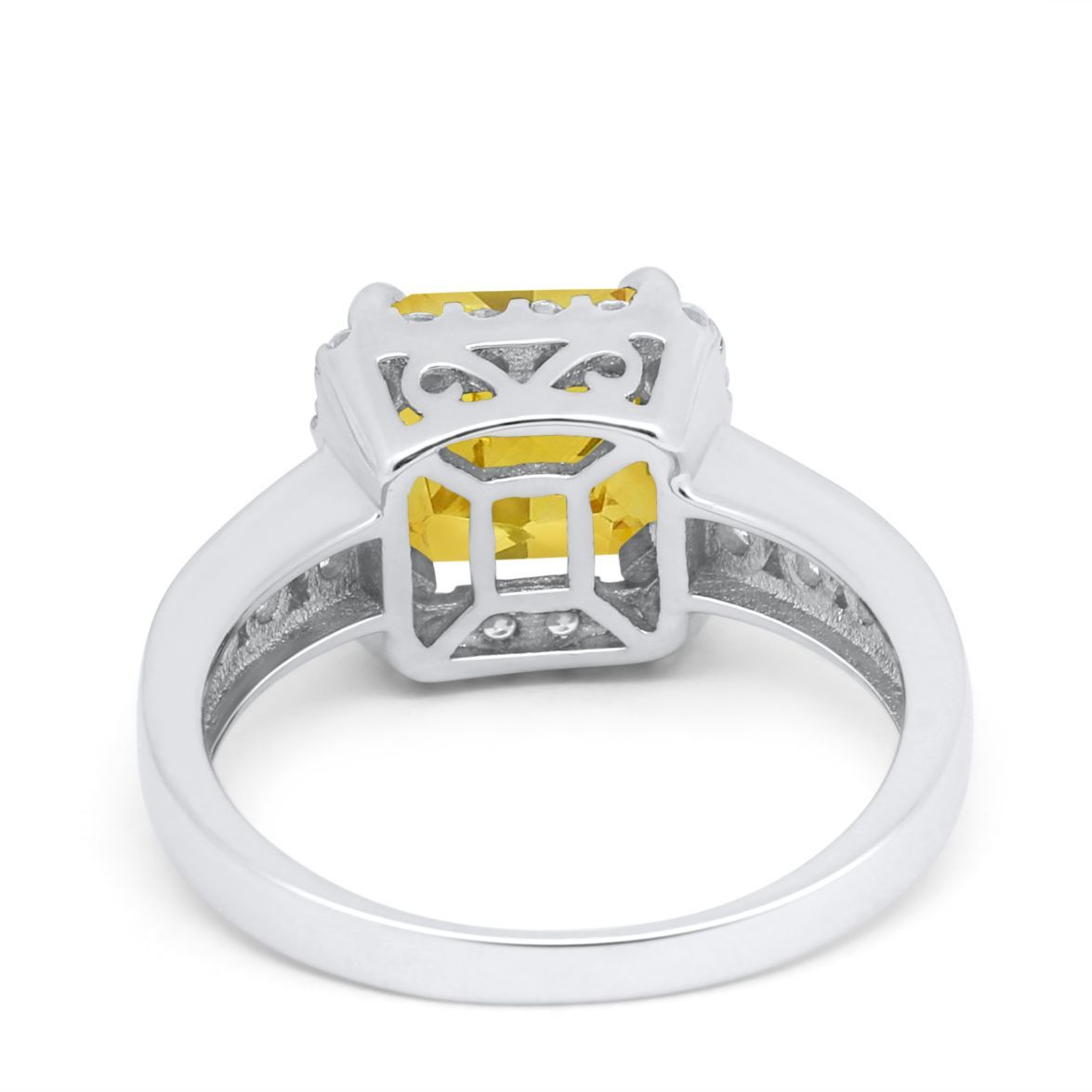 Halo Solitaire Accent Wedding Ring Simulated Cubic Zirconia 925 Sterling Silver