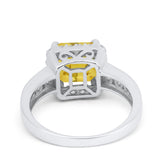 Halo Solitaire Accent Wedding Ring Simulated Cubic Zirconia 925 Sterling Silver