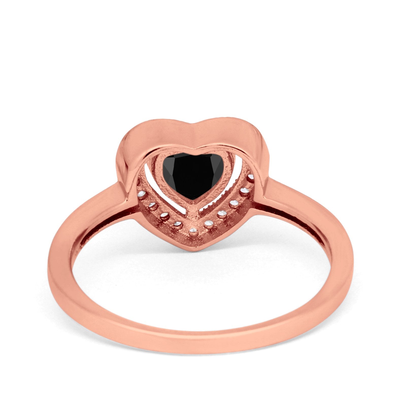 Halo Dazzling Heart Promise Ring Round Simulated CZ 925 Sterling Silver