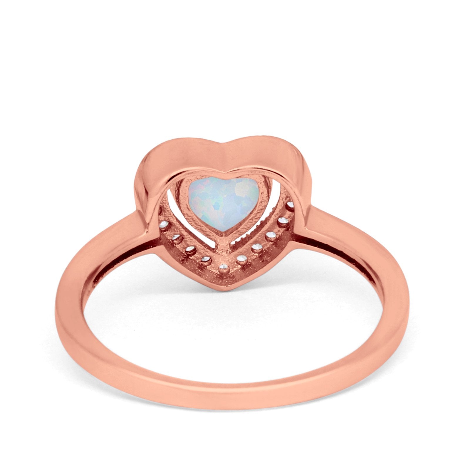 Halo Dazzling Heart Promise Ring Round Simulated CZ 925 Sterling Silver