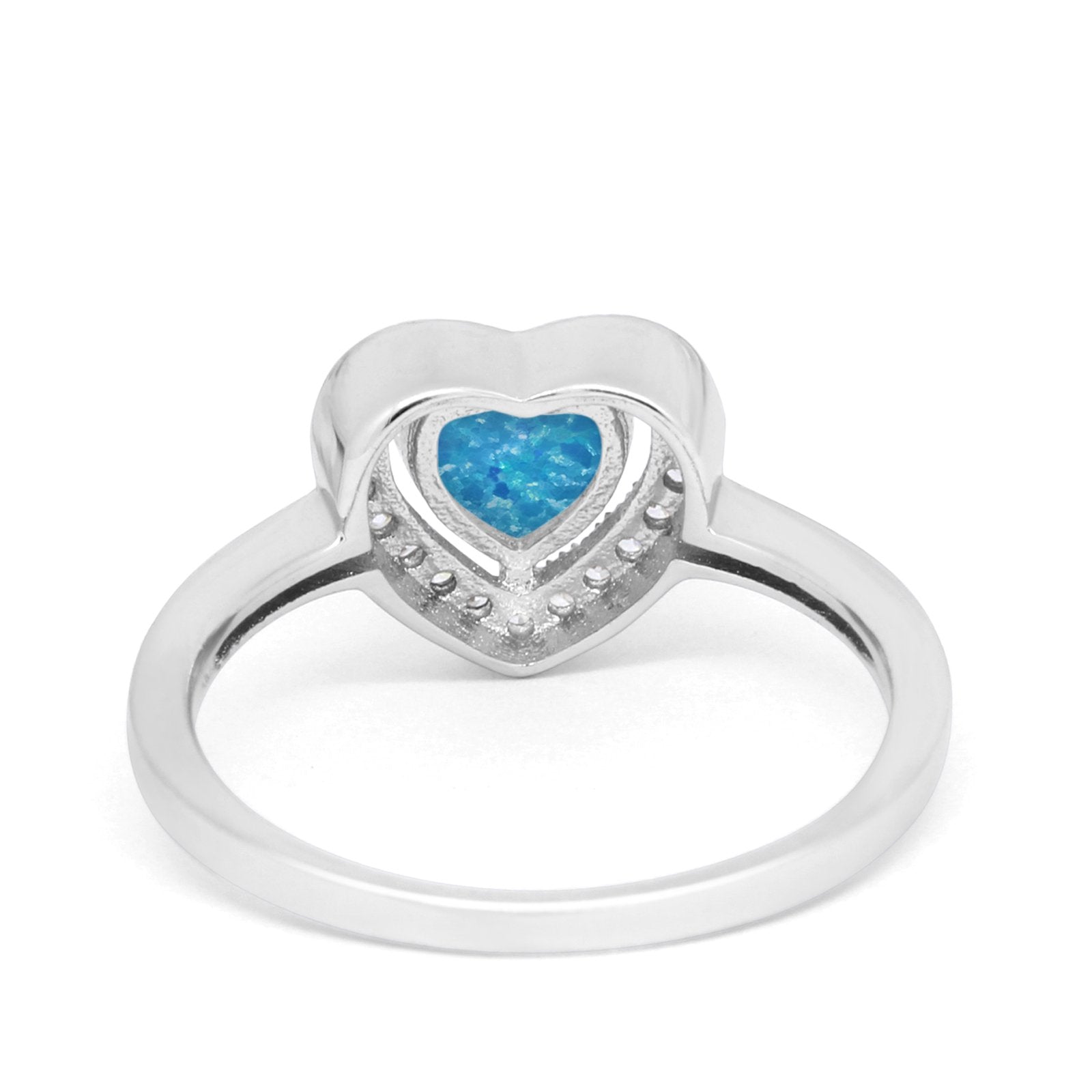 Halo Dazzling Heart Promise Ring Round Simulated CZ 925 Sterling Silver