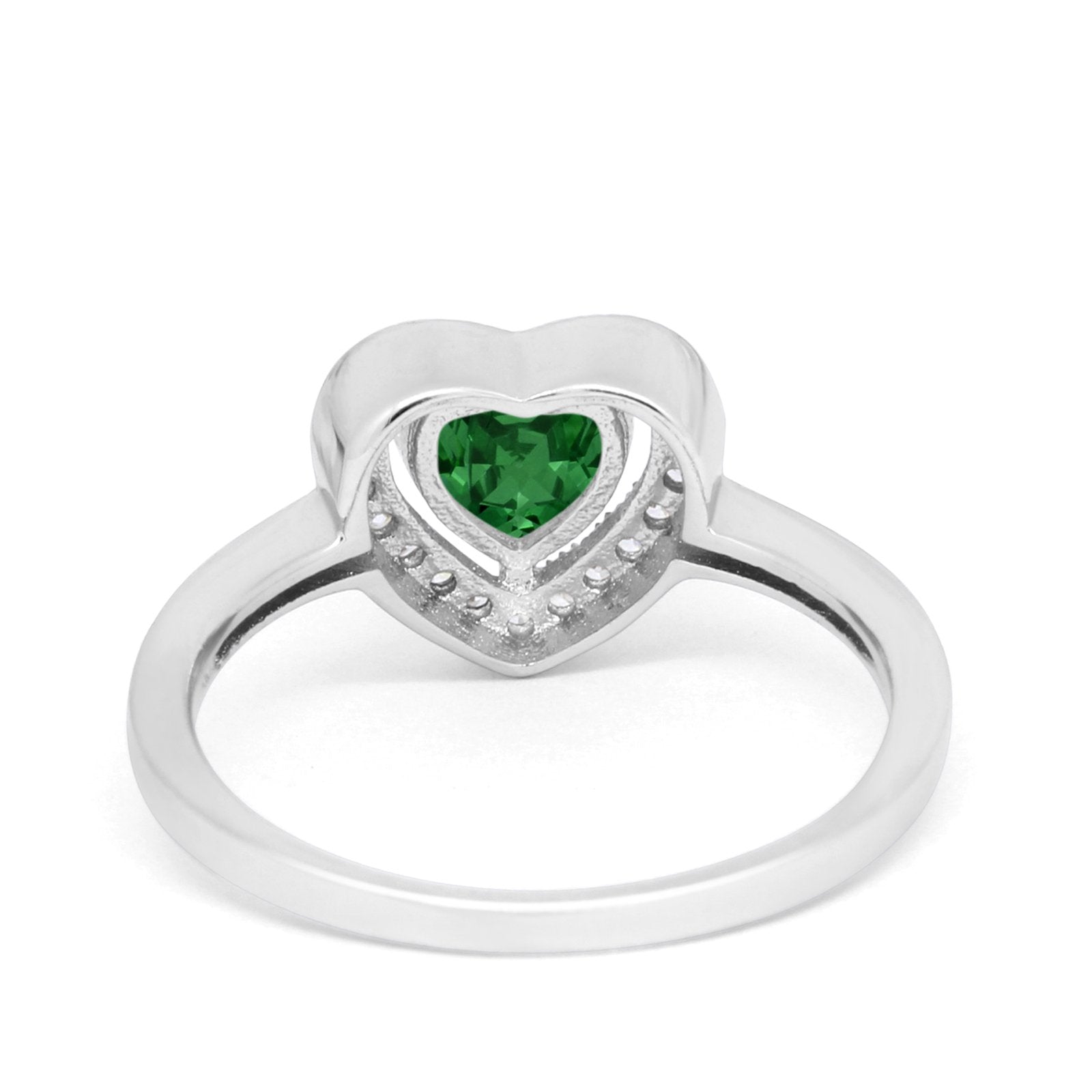 Halo Dazzling Heart Promise Ring Round Simulated CZ 925 Sterling Silver