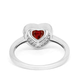 Halo Dazzling Heart Promise Ring Round Simulated CZ 925 Sterling Silver